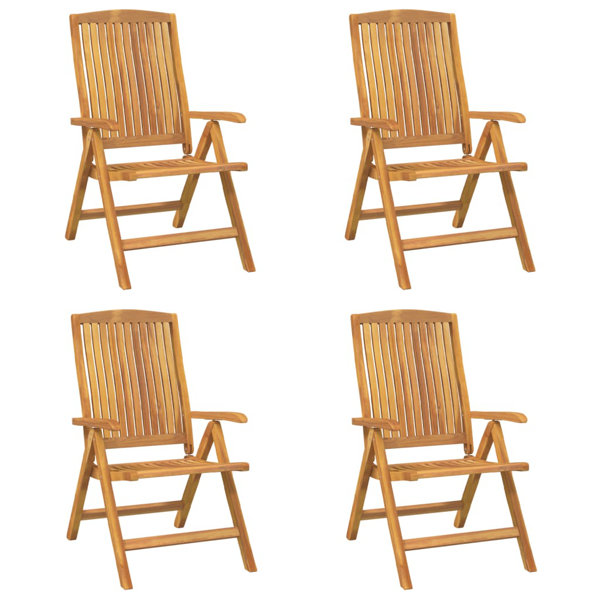 Rosalind Wheeler Reclining Garden Chairs 4 Pcs Solid Wood Teak